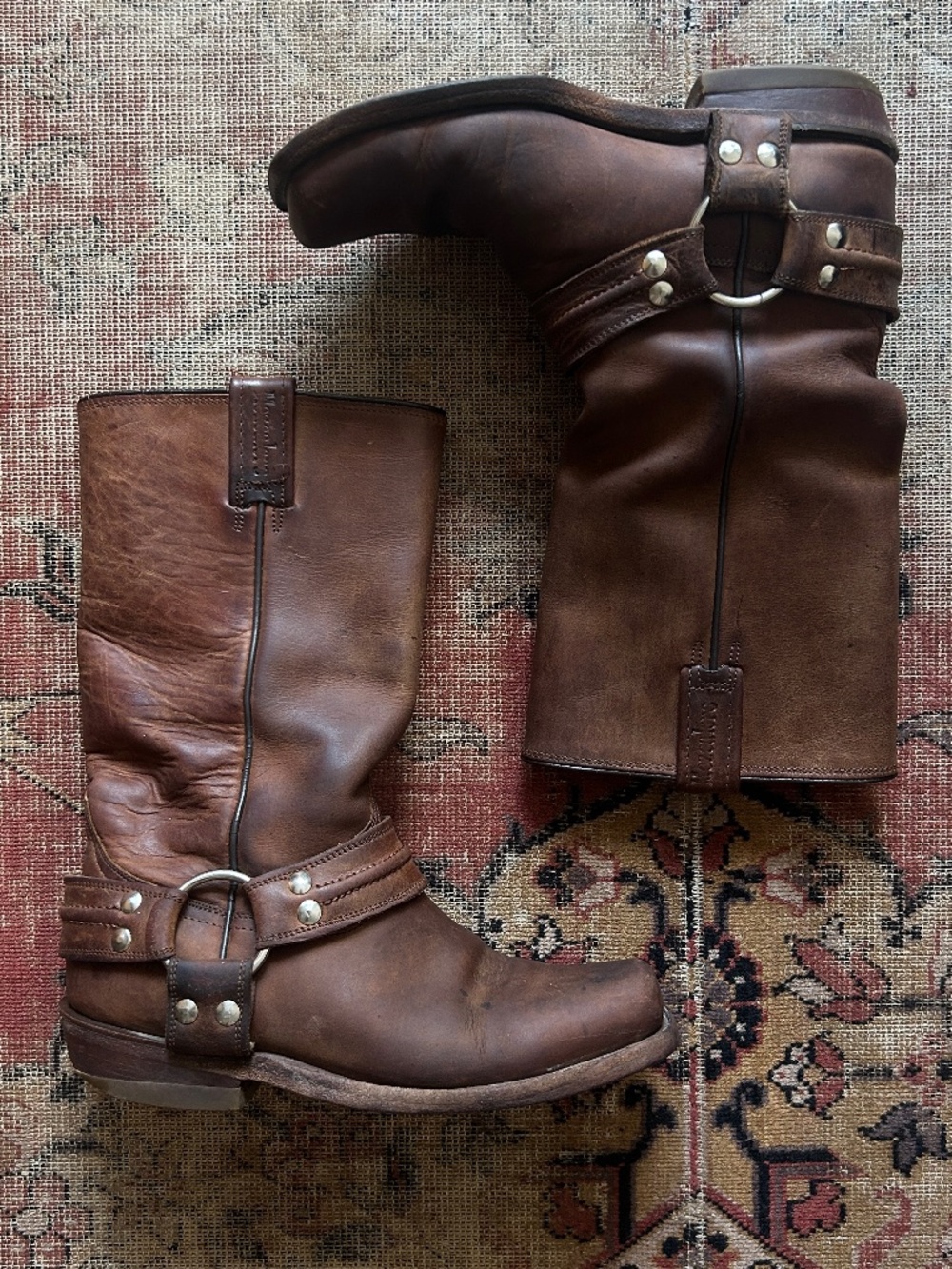 Vintage Y2K Mezcalero Brown Leather Harness Boots